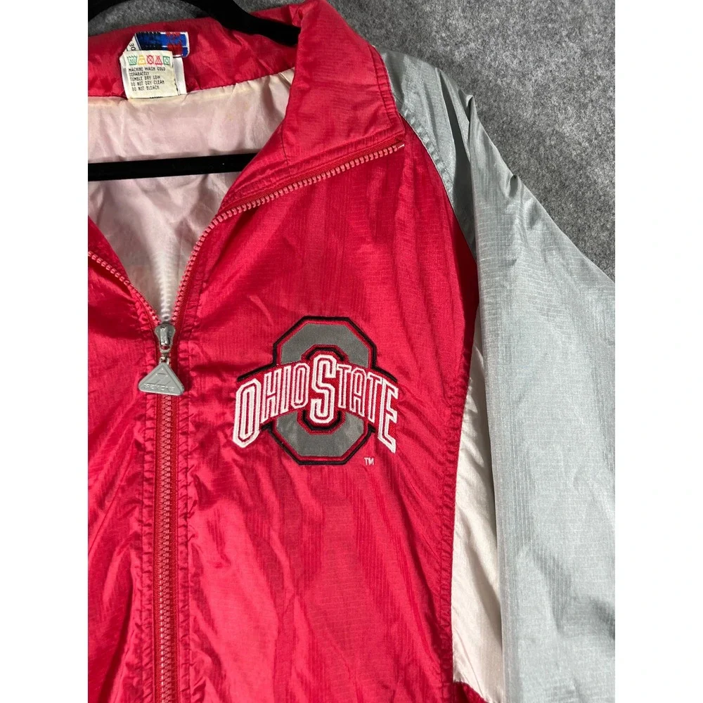 Vintage Apex One Ohio State Buckeyes Windbreaker Jacket Red Grey Mens Medium